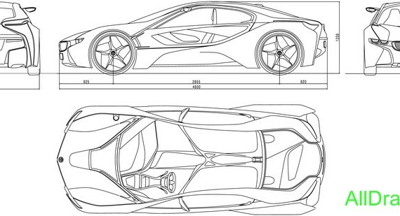 BMW Vision Efficient Dynamics 3 (2009) (БМВ Вижн Эффишиент Динамик 3 (2009)) - чертежи (рисунки) автомобиля